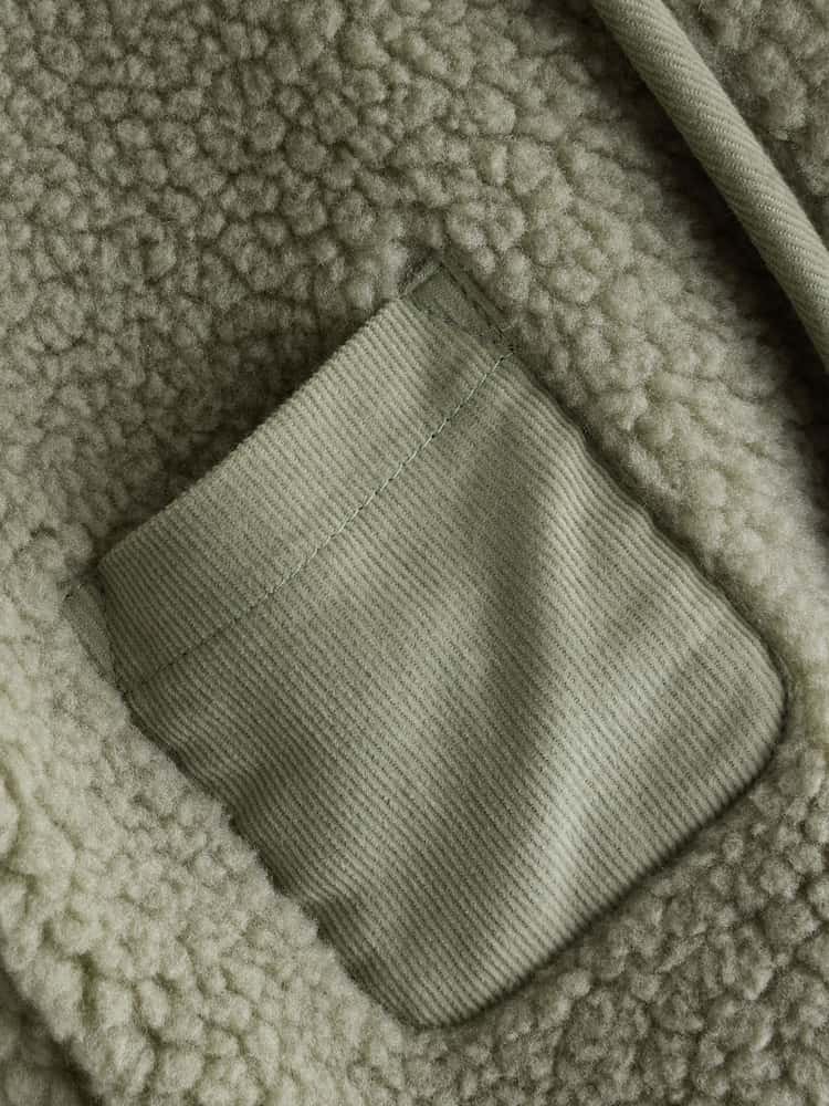 AY9952s6 Sage Green Hooded Baby Borg Jacket (0-18mths) - Image 5