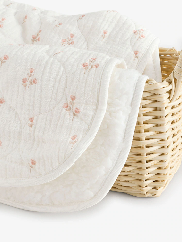 B28499s3.jpg Delicate Floral Muslin Baby Fleece Blanket - Image 2