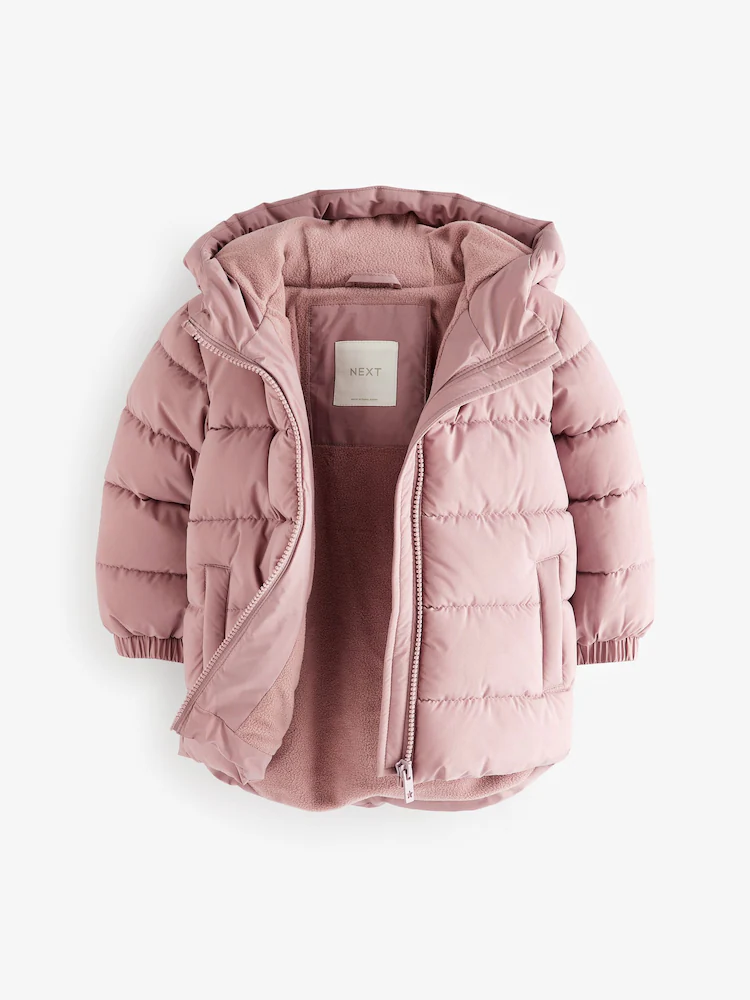 D51934s10.jpg Pink Shower Resistant Fleece Lined Hooded Padded Coat (3mths-7yrs) - Image 8