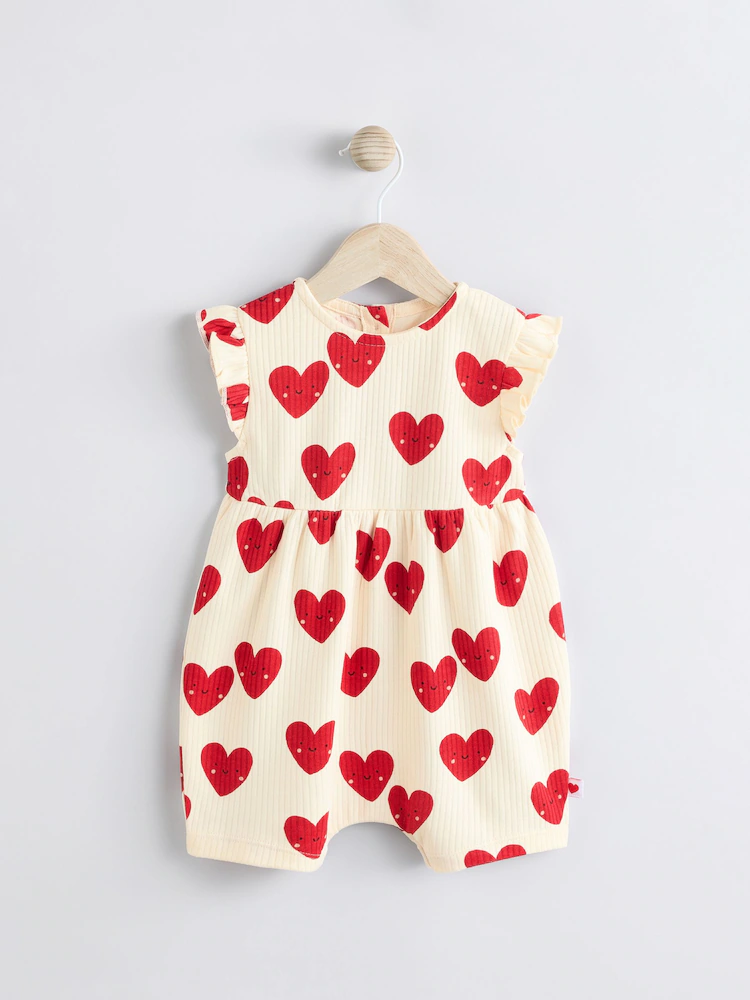 E84785s.jpg Red Heart Printed Frill Baby 100% Cotton Romper
