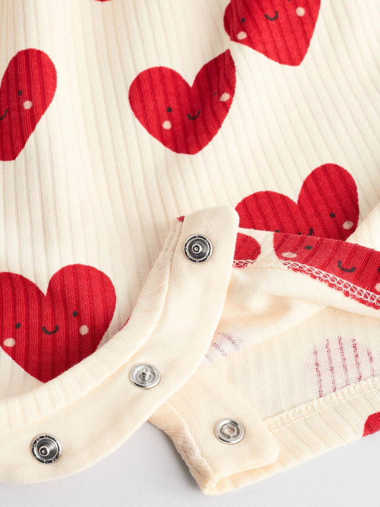 E84785s6.jpg Red Heart Printed Frill Baby 100% Cotton Romper - Image 5