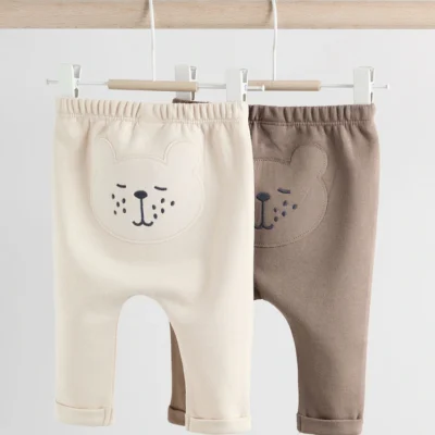 Neutral Bear Baby 100% Cotton Leggings 2 Pack (0mths-2yrs)