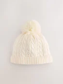 Ecru Pointelle Cable Knitted Pom Hat (0mths-2yrs)