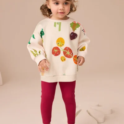 Cream Vegetable Characters Sweatshirt and Leggings Set (3mths-7yrs)