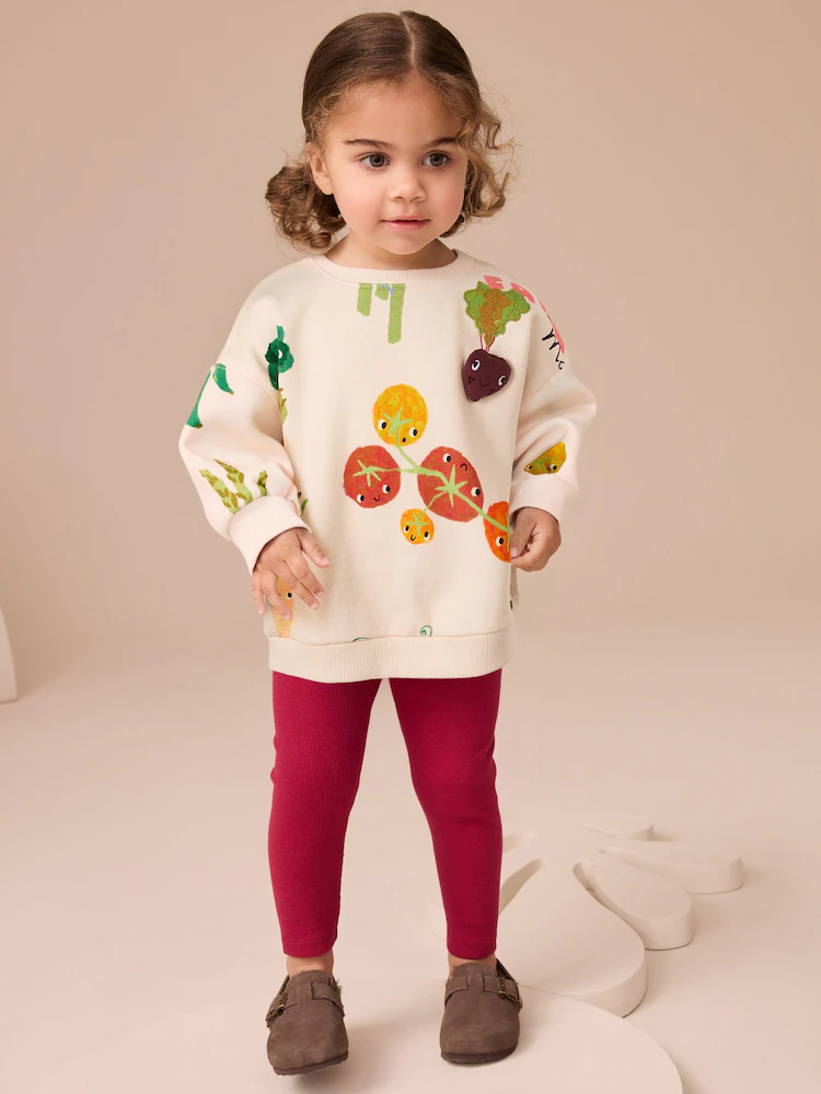 F15557s.jpg Cream Vegetable Characters Sweatshirt and Leggings Set (3mths-7yrs)