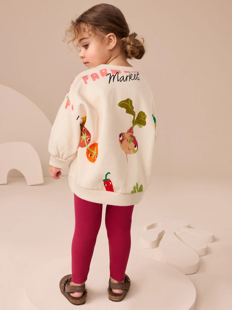 F15557s3.jpg Cream Vegetable Characters Sweatshirt and Leggings Set (3mths-7yrs) - Image 2