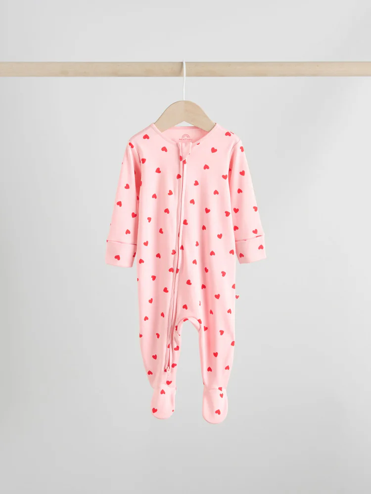 F34044s4.jpg Red Bow Two Way Zip Sleepsuits 3 Pack (0-2yrs) - Image 8