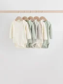Sage Green Baby Long Sleeve Bodysuits 5 Pack