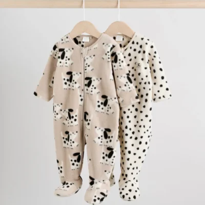 Neutral Baby Micro Fleece Two Way Zip Sleepsuits 2 Pack