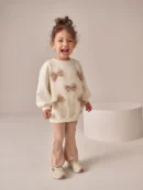 Cream Bow Sweatshirt & Flare Leggings Set (3mths-7yrs)