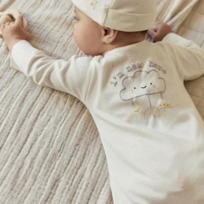 Neutral Im New Here Sleepsuit And Hat Set (0-9mths)