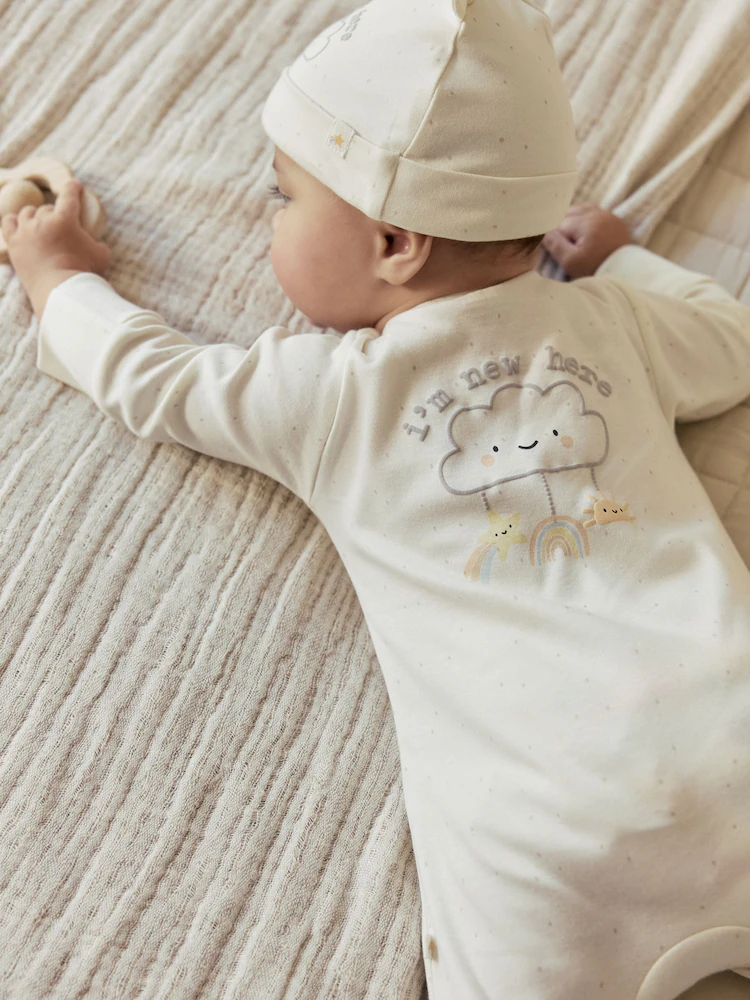 H44313s.jpg Neutral Im New Here Sleepsuit And Hat Set (0-9mths) Immediate