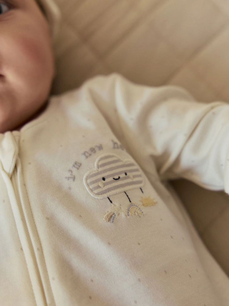 H44313s5.jpg Neutral Im New Here Sleepsuit And Hat Set (0-9mths) Immediate - Image 3