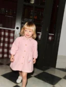 Pink Stripe Long Sleeve Cotton Dress (3mths-8yrs)