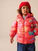 Red Character Shower Resistant Fleece Lined Hooded Padded Coat