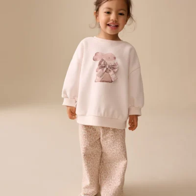 Cream Wide Leg Sweatshirt & Set (3months-7years)