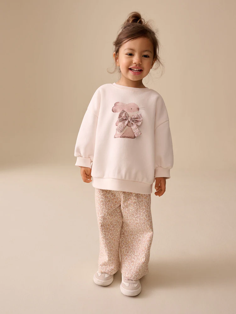 H53896s Cream Wide Leg Sweatshirt & Set (3months-7years)