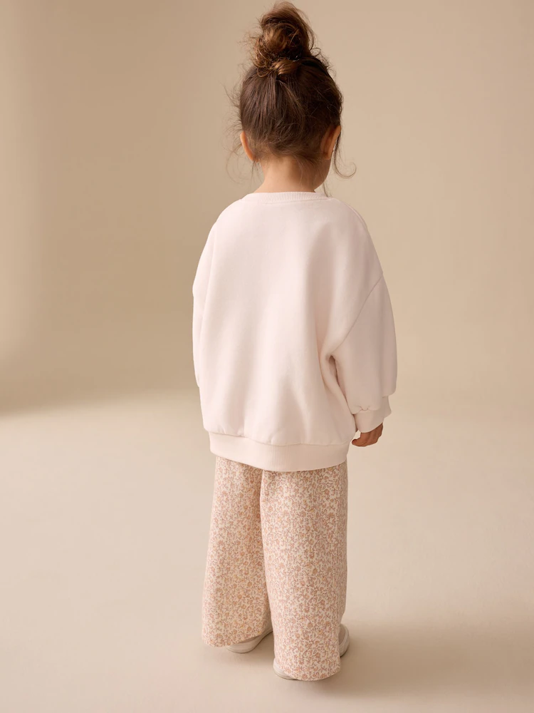 H53896s4 Cream Wide Leg Sweatshirt & Set (3months-7years) - Image 4
