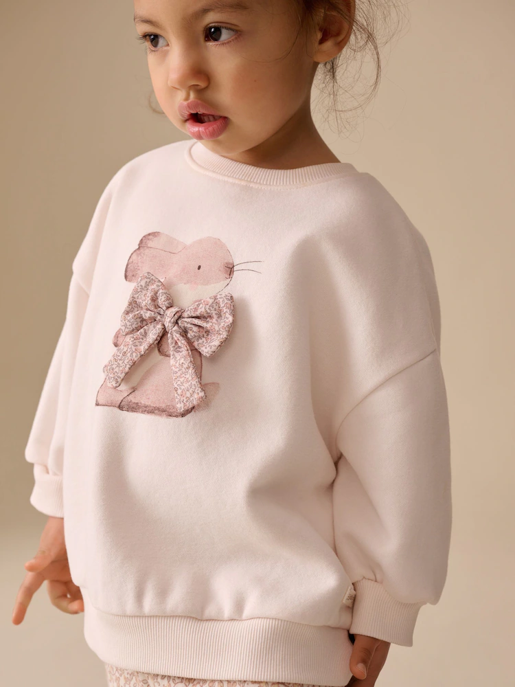 H53896s5 Cream Wide Leg Sweatshirt & Set (3months-7years) - Image 3