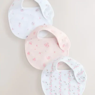 Pink/White Baby Bibs 3 Pack