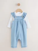 Denim Dungarees and Long Sleeve Bodysuit Set 2 Piece (0mths-3yrs)