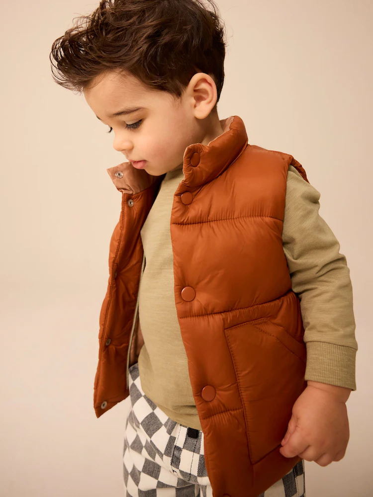 Q60441s.jpg Rust Brown Padded Gilet (3mths-10yrs)