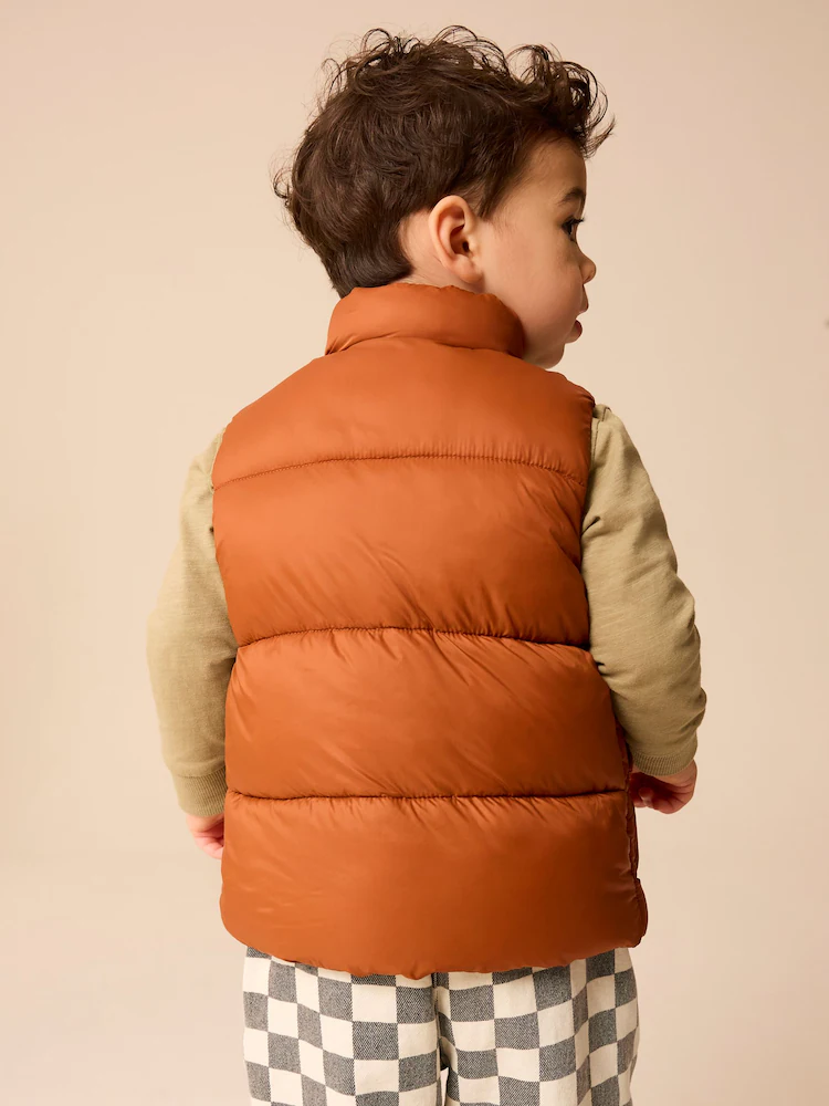 Q60441s2.jpg Rust Brown Padded Gilet (3mths-10yrs) - Image 2