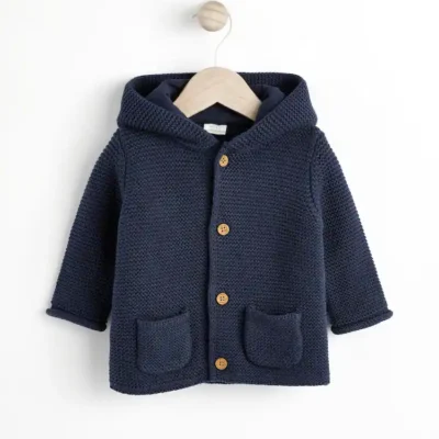 Navy Blue Knitted Baby Cardigan (0mths-2yrs)