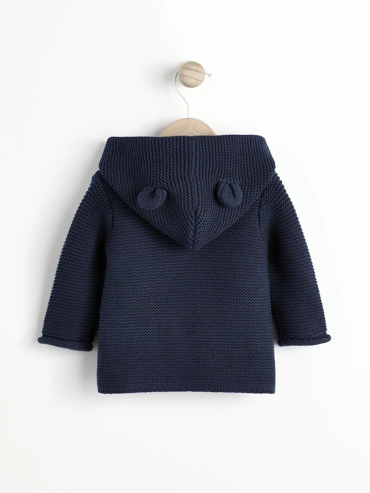 Q99768s3.jpg Navy Blue Knitted Baby Cardigan (0mths-2yrs) - Image 2