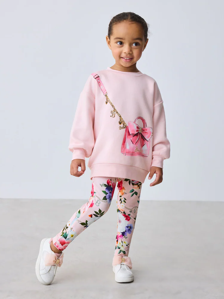 W33022s.jpg Baker by Ted Baker 2 Piece Pink Longline Bag Graphic Sweater & Leggings set