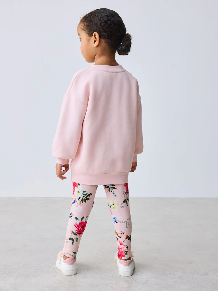 W33022s4.jpg Baker by Ted Baker 2 Piece Pink Longline Bag Graphic Sweater & Leggings set - Image 5