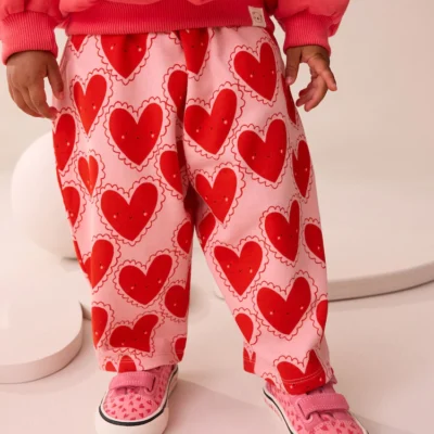 Red Heart Textured Barrel Leg Trousers (3mths-7yrs)