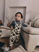 Charcoal/ Cream Cow Baby Dungarees and Bodysuit Set 2 Piece (0mths-3yrs)