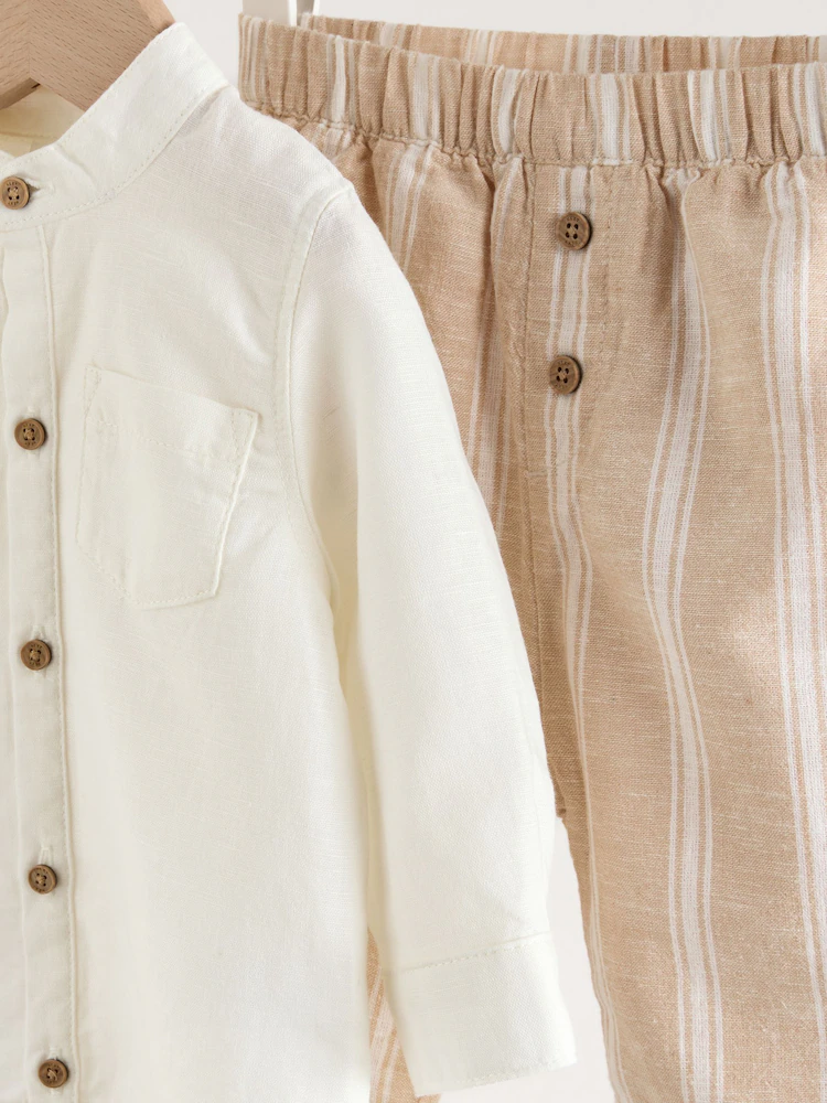 W60507s7.jpg White/Orange Stripe Shirt and Trousers Baby Set (0mths-3yrs) - Image 9