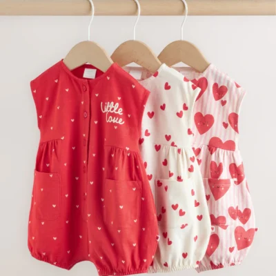 Red Heart Printed Button Through Rompersuit