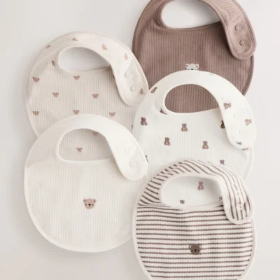 Brown Baby Bibs 5 Pack