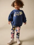 Navy Blue Flower Sweatshirt and Leggings Set (3mths-7yrs) immediate