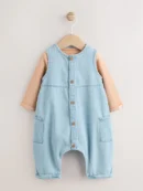 denim blue dungaree and bodysuit baby set (0mths 2yrs)