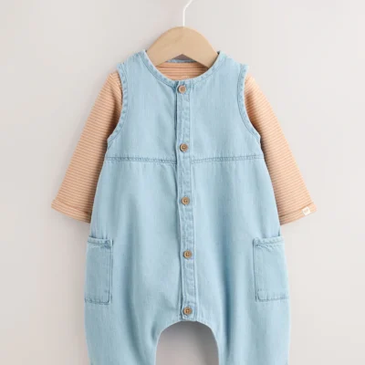 denim blue dungaree and bodysuit baby set (0mths 2yrs)