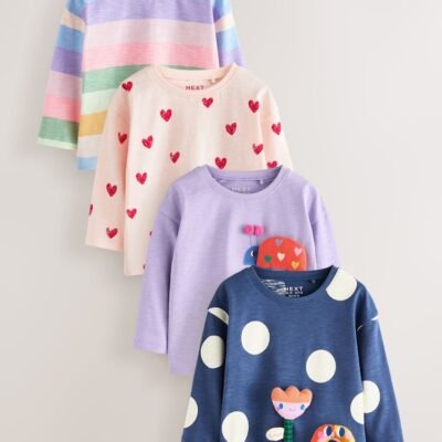 rainbow long sleeve tops 4 pack (3mths 7yrs)