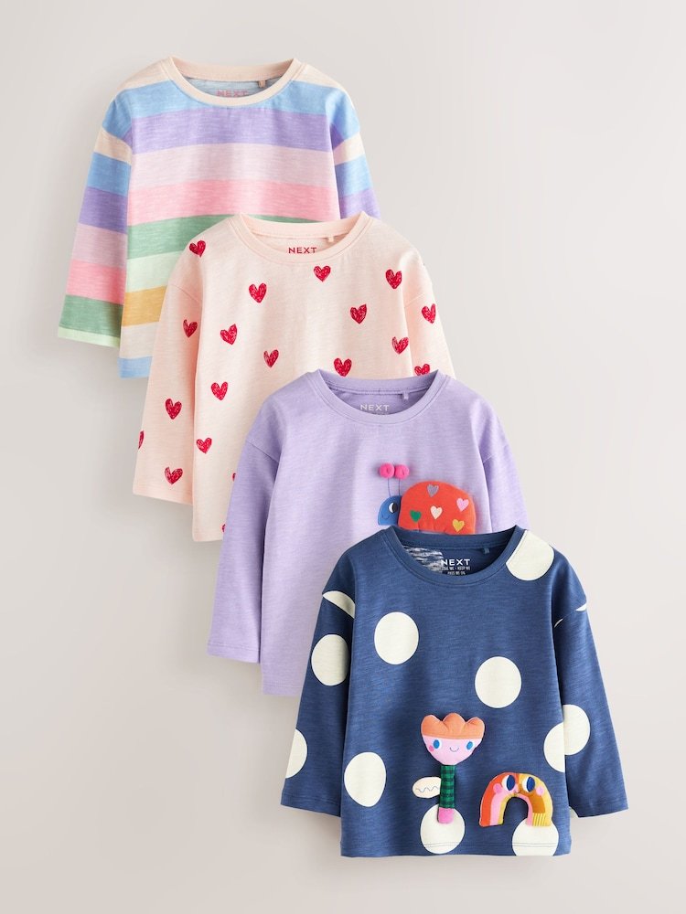 rainbow long sleeve tops 4 pack (3mths 7yrs)