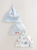 blue london tie top baby hats 3 pack (0 18mths)