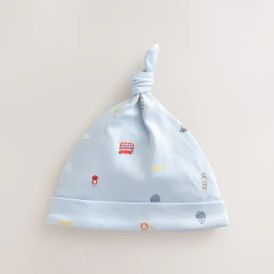 blue london tie top baby hats 3 pack (0 18mths)