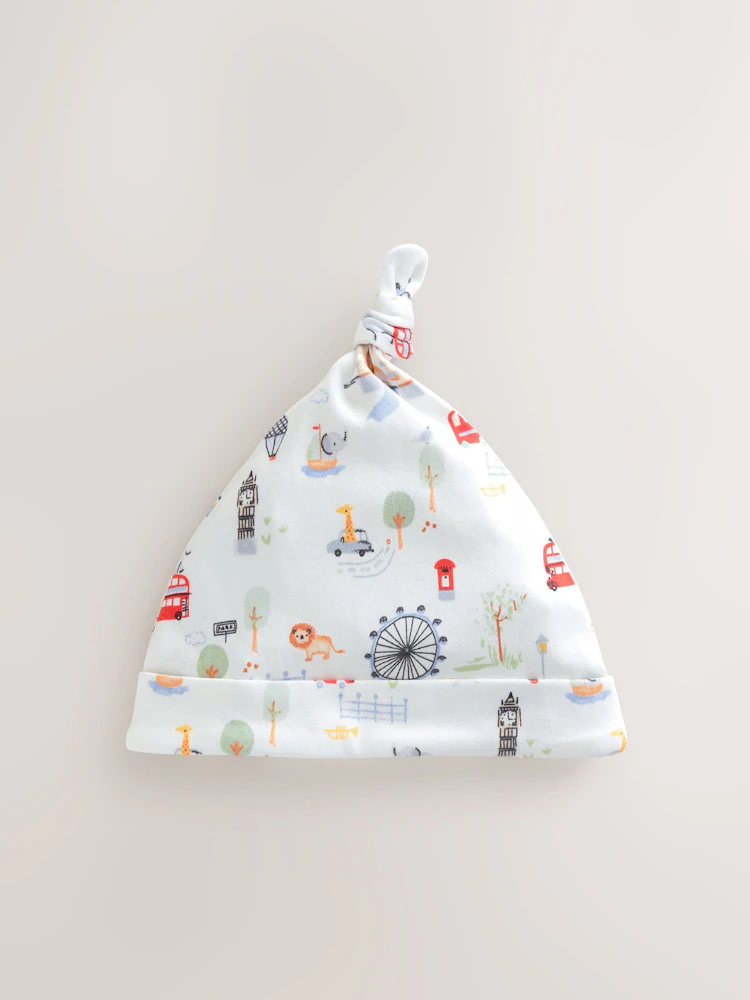 blue london tie top baby hats 3 pack (0 18mths) blue london tie top baby hats 3 pack (0 18mths)