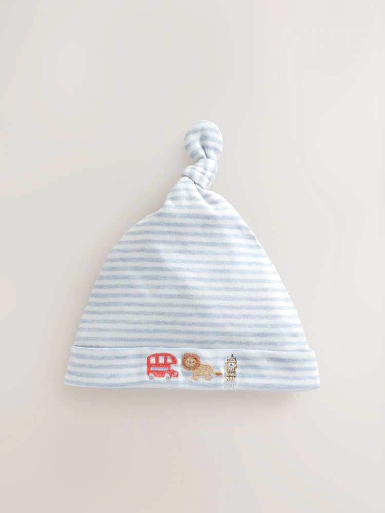 blue london tie top baby hats 3 pack (0 18mths) blue london tie top baby hats 3 pack (0 18mths)