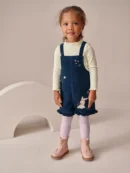 navy bunny corduroy dungarees top and tights set (3mths 7yrs)