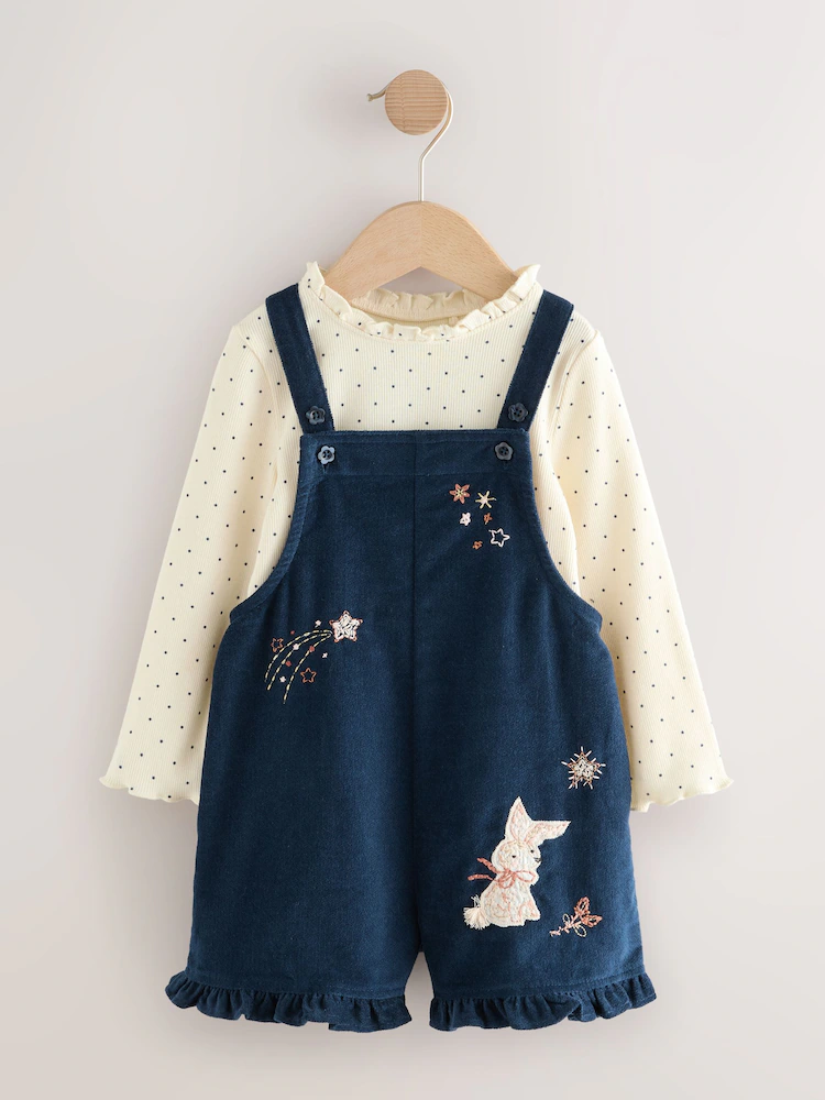 navy bunny corduroy dungarees top and tights set (3mths 7yrs) navy bunny corduroy dungarees top and tights set (3mths 7yrs)