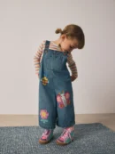 mid blue bee embellished dungarees (3mths 7yrs)