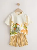 ecru soleil sun short sleeve back print t shirt and shorts set (3mths 7yrs)