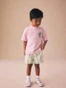 light pink/mint stripe short sleeve t shirt & shorts set (3mths 7yrs)